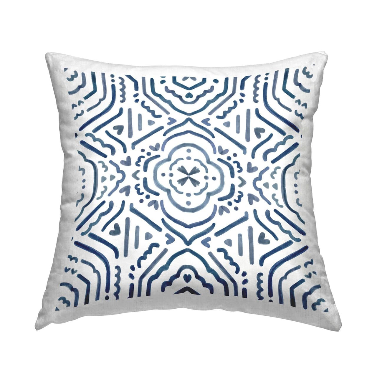 Stupell Industries Minimal Blue White Boho Lines Pattern Throw Pillow, 18" x 18"